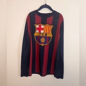 FC Barcelona Officially Licensed Crest Striped Red Blue Jersey Size Kids M
